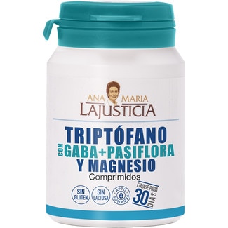 ANA MARIA LAJUSTICIA Triptófano con Gaba + Pasiflora y Magnesio sin gluten y sin lactosa bote 60 comprimidos ayuda a la conciliación normal del sueño