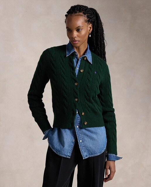 Cárdigan de mujer de lana con ochos