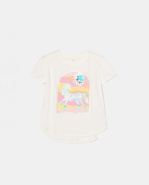 Camiseta de niña manga corta cuello redondo