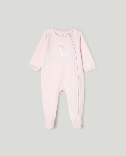 Pelele velour de bebé niña con cremallera