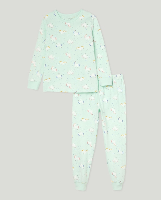 Pijama de niña con estampado unicornios