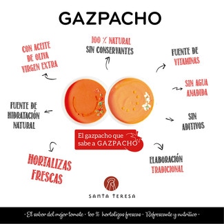 Gazpacho 100% natural sin aditivos con AOVE sin gluten brik 1 l - Santa Teresa
