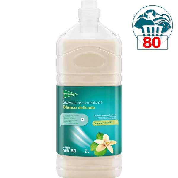 Weichspülerkonzentrat Zartes Weiß Sandelholz und Vanille 80 Waschgänge Flasche 2 l mit Mikro-Duftkapseln