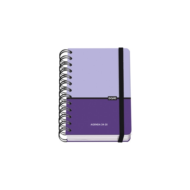 Agenda escolar A6 día página duo Dohe morado bilingüe.