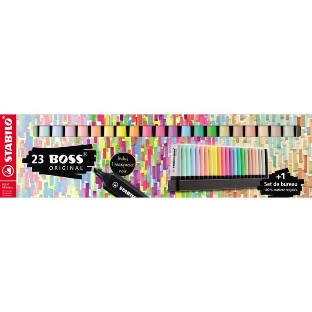 Set de escritorio ARTY 23 marcadores fluorescentes STABILO BOSS ORIGINAL & NatureCOLORS multicolor.