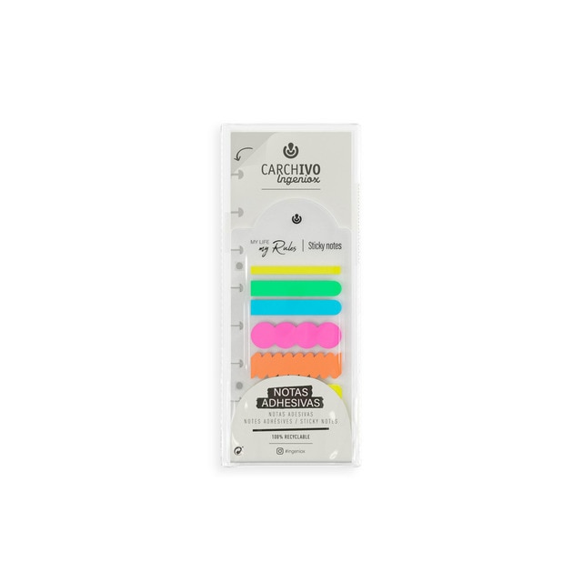 Notas adhesivas Ingeniox irregular colores neón Carchivo.