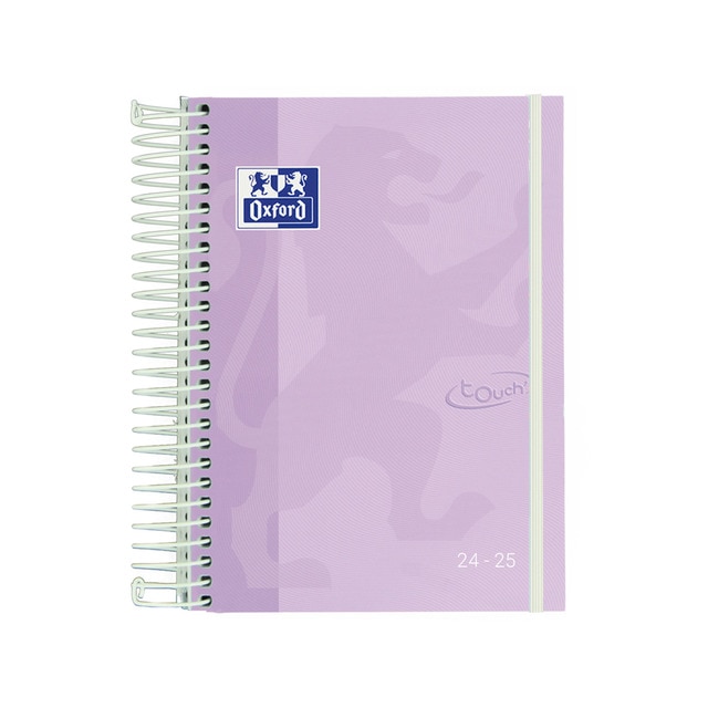Agenda escolar 2024-2025 tapa extradura 8º día página touch Oxford multilingüe malva.