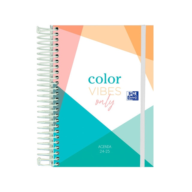Agenda escolar 2024-2025 tapa extradura 8º día página color block multilingüe vives.