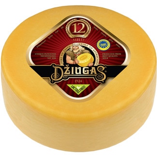 queso lituano curado de vaca duro en rueda suave elaborado con leche pasteurizada IGP 12 meses curación