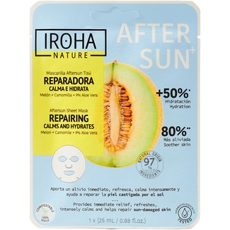 IROHA Reparierende Gesichtsmaske Beruhigung und Feuchtigkeit mit Melone + Kamille + Aloe Vera Tütchen 1 Einheit