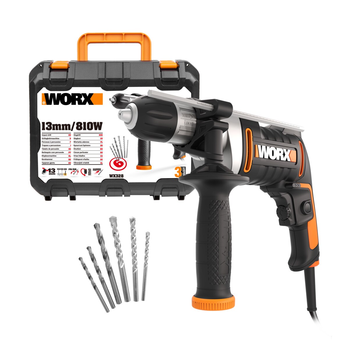 Worx – Taladro Percutor Eléctrico con cable a red 810 W WX318.
