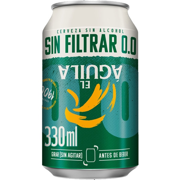 precios El Aguila Sin Filtrar Cerveza Rubia Especial 0,0 Lata 33 Cl en Hipercor
