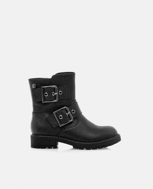 Bota de niña tipo biker con hebillas