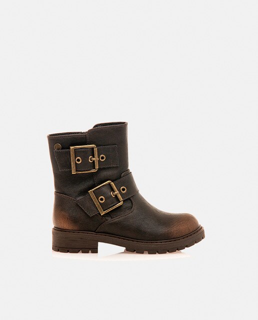 Bota de niña tipo biker con hebillas