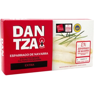 DANTZA espárragos blancos extra IGP de Navarra medio 6-10 piezas lata 125 g neto escurrido