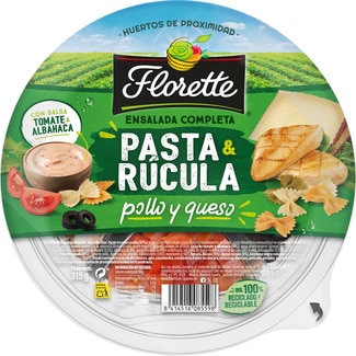 FLORETTE Kompletter Salat Nudeln & Rucola mit Hühnchen und Käse Becher 315 g