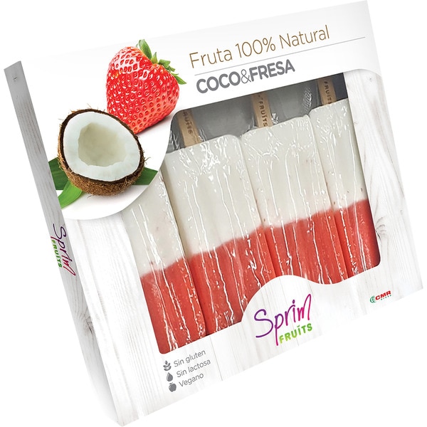 Milcheis Kokosmuss&Erdbeere 100% natürliches Obst 4er-Pack glutenfrei und laktosefrei Karton 300 ml