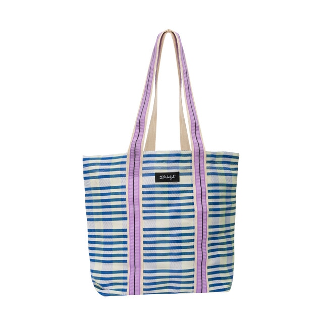 Bolsa estampada rayas Mr. Wonderful: Blanco y azul.