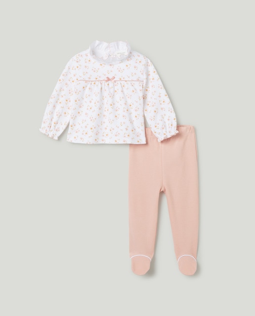 Pijama largo cuello plana de bebé niña