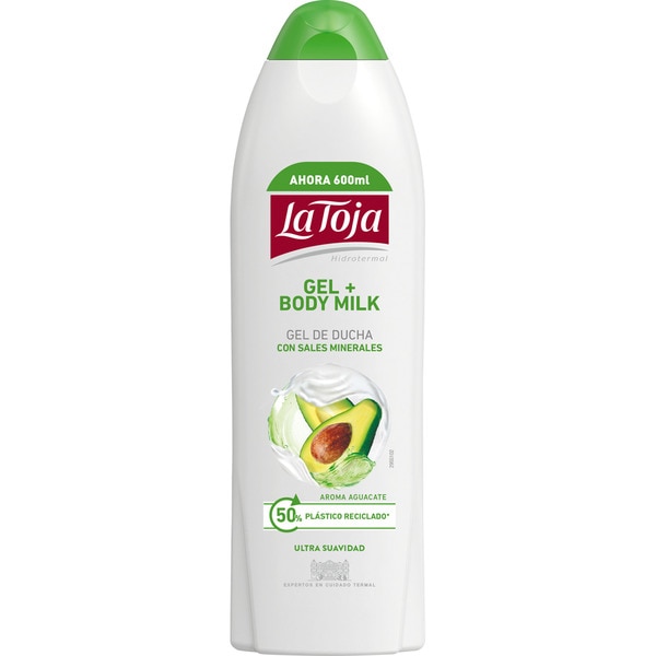 Duschgel Hydrothermal Gel + Body Milk mit Mineralsalzen Avocadoaroma Ultraweich Flasche 600 ml