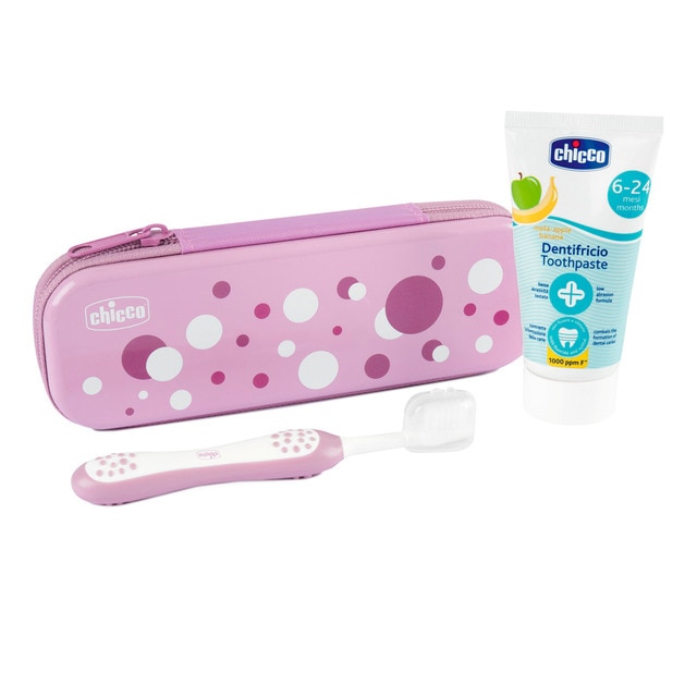 Kit Dental Chicco Cepillo y Pasta Fresca con Flúor (6-36 M.) rosa