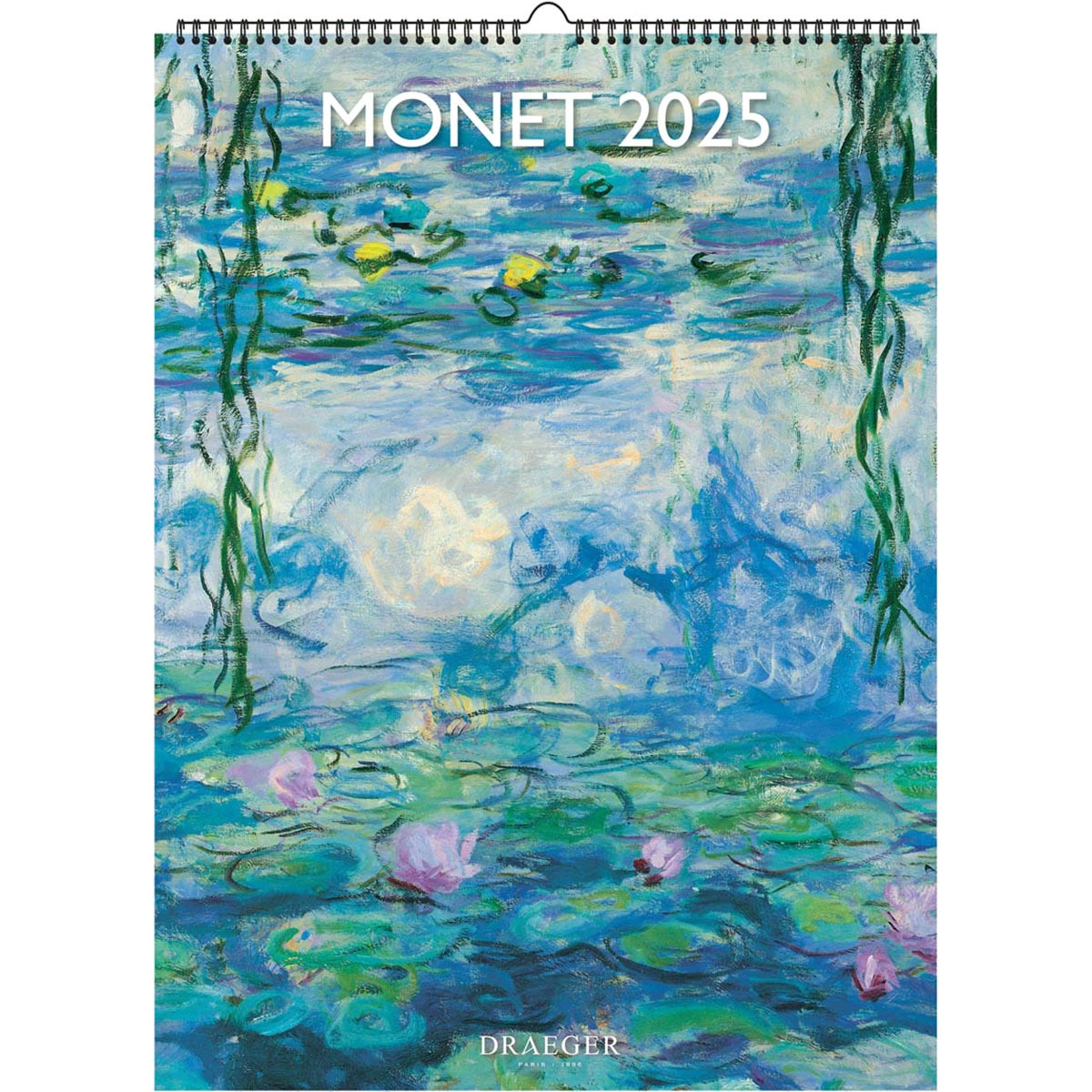 Draeger - Calendario decoración 2025 12 meses mes vistas por página con motivos de Monet Draeger.