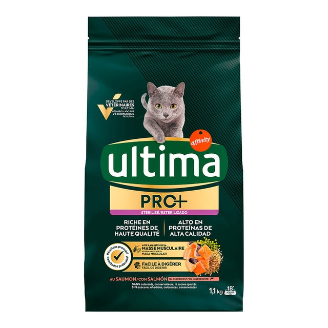 Ultima – Pienso para gatos adultos esterilizados Ultima Pro+ salmón.