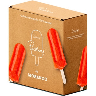 Santini Gelado Picolini de Morango Pack 6 unidades embalagem 65 g