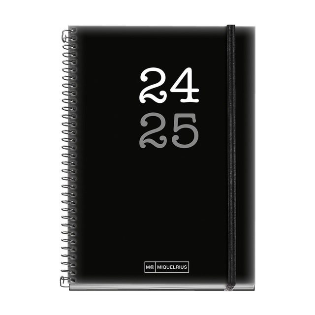 Agenda escolar 2024-2025 activa día página College negro Miquelrius Catalán e Inglés.