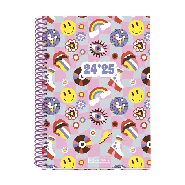 Agenda escolar 2024-2025 plus semana vista Junior Disco Miquelrius Castellano e Inglés.