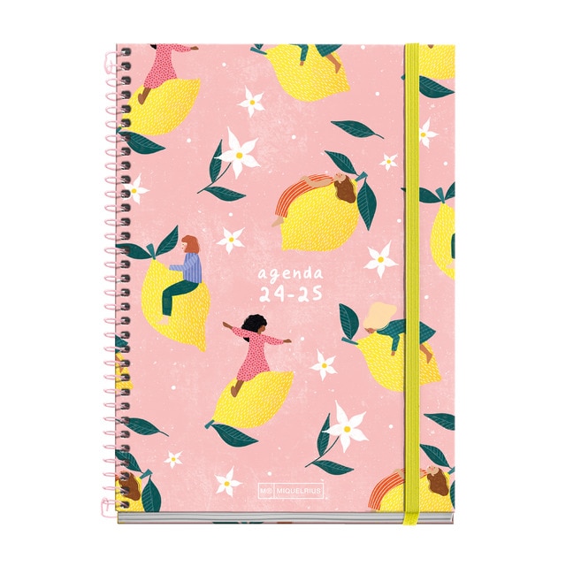 Agenda escolar 2024-2025 plus día página Teen Lemon Fly Miquelrius Catalán e Inglés.