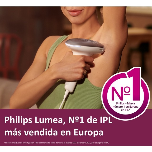 Depiladora luz pulsada fashion philips lumea advanced para uso en cara y cuerpo con 2 cabezales