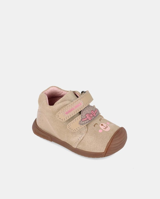 Botin laminado de bebé niña en piel con puntera reforzada