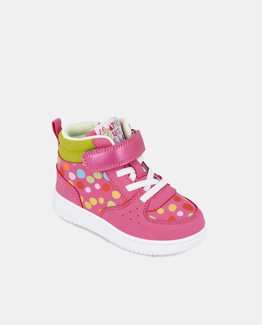 Zapatillas bebé niña tipo casco altas print lunares