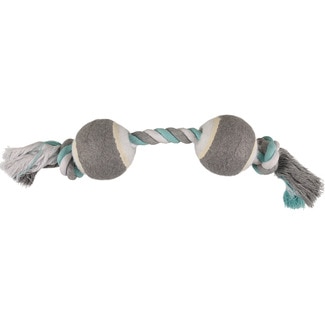 FLAMINGO Grey Rope Toy rope dog toy with two balls 1 each