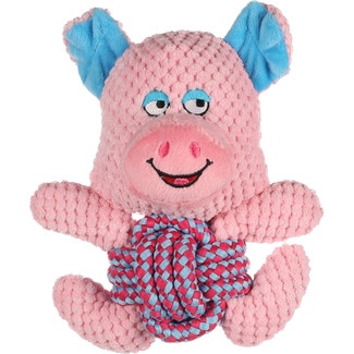 FLAMINGO Pig Farmi soft toy with rope for dogs 1 each