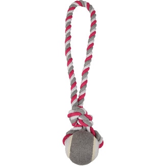 FLAMINGO Rope Toy rope dog toy with tennis ball 1 each