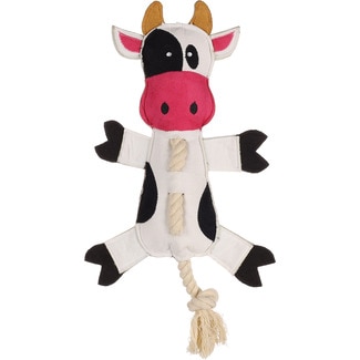 FLAMINGO Cow soft toy for dogs with rope 1 each