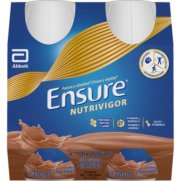 Nutrivigor Nahrungsergänzungsmittel für Erwachsene Pack 4x220 ml Schokoladengeschmack mit HMB, Proteinen, Vitaminen und Mineralstoffen