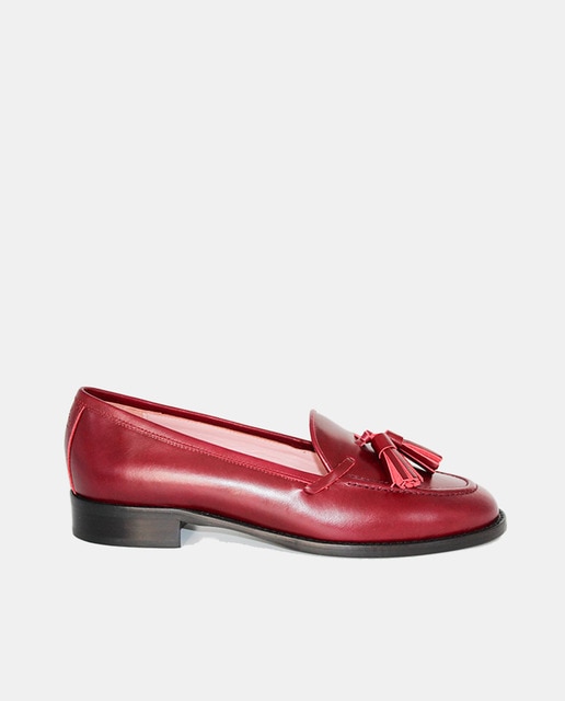 Mocasines de mujer Castellano de piel grabada en color rosa