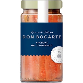 DON BOCARTE anchovies from Cantabria in extra virgin olive oil 16-18 pieces flask 95 drained weight g