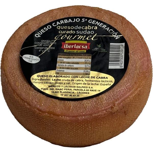 CARBAJO 5ª Generación queso de cabra curado sudao Gourmet elaborado con leche cruda    peso aproximado pieza 800 g