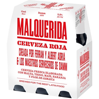 precios Malquerida Cerveza Roja Fresca Elaborada Con Malta, Trigo, Maíz, Naranja Y Flor De Jamáica Pack 6 Botellas 25 Cl en Hipercor