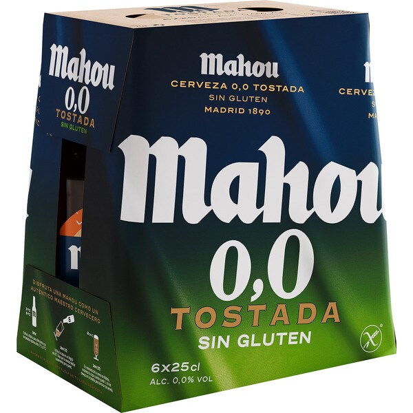 precios Mahou 0,0 Cerveza Tostada Sin Alcohol Sin Gluten Pack 6 Botellas 25 Cl en Hipercor