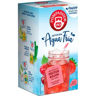 POMPADOUR Kaltwasser-Tee rote Beeren ohne Koffein und ohne Zuckerzusatz Paket 20 Tütchen