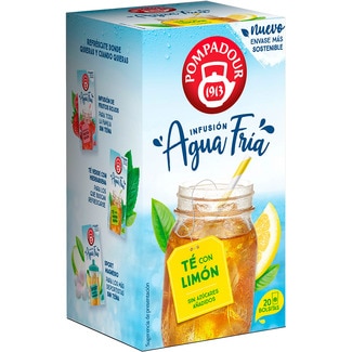 POMPADOUR infusión agua fría té con limón sin azúcares añadidos paquete 20 bolsitas