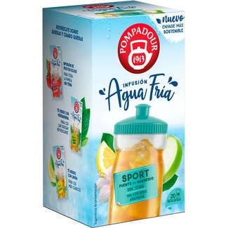 POMPADOUR Infusión agua fría Sport con magnesio sin azúcares añadidos paquete 20 bolsitas