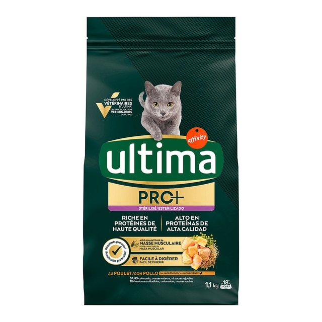 Ultima – Pienso para gatos adultos esterilizados Ultima Pro+ pollo.