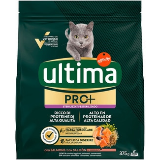 ULTIMA Pro+ pienso para gatos adultos esterilizados con salmón bolsa 375 g