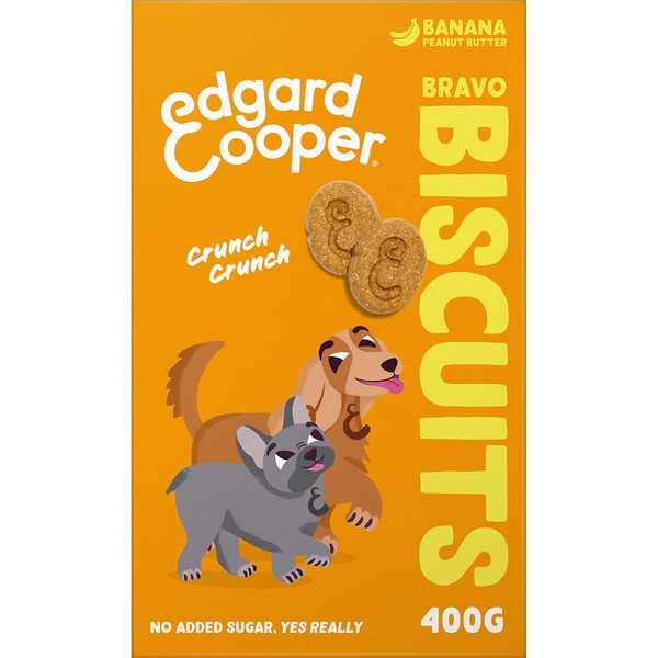 Bravo banana and peanut butter biscuit dog snack container 400 g